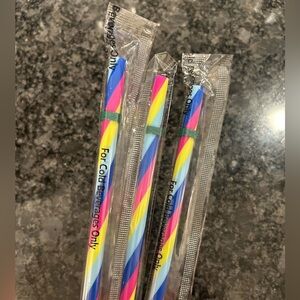 Lot of 3 Starbucks Striped Reusable Straws for Cold Beverages/Coffee Unopened